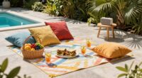 cozy poolside picnic setup