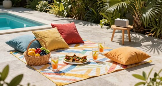 cozy poolside picnic setup