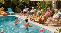 multi generational poolside fun
