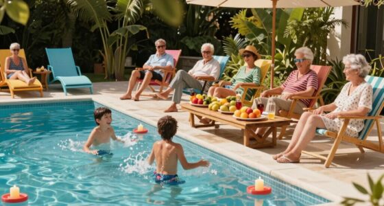multi generational poolside fun