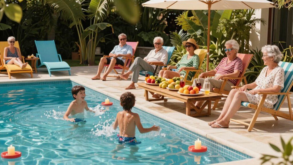 multi generational poolside fun