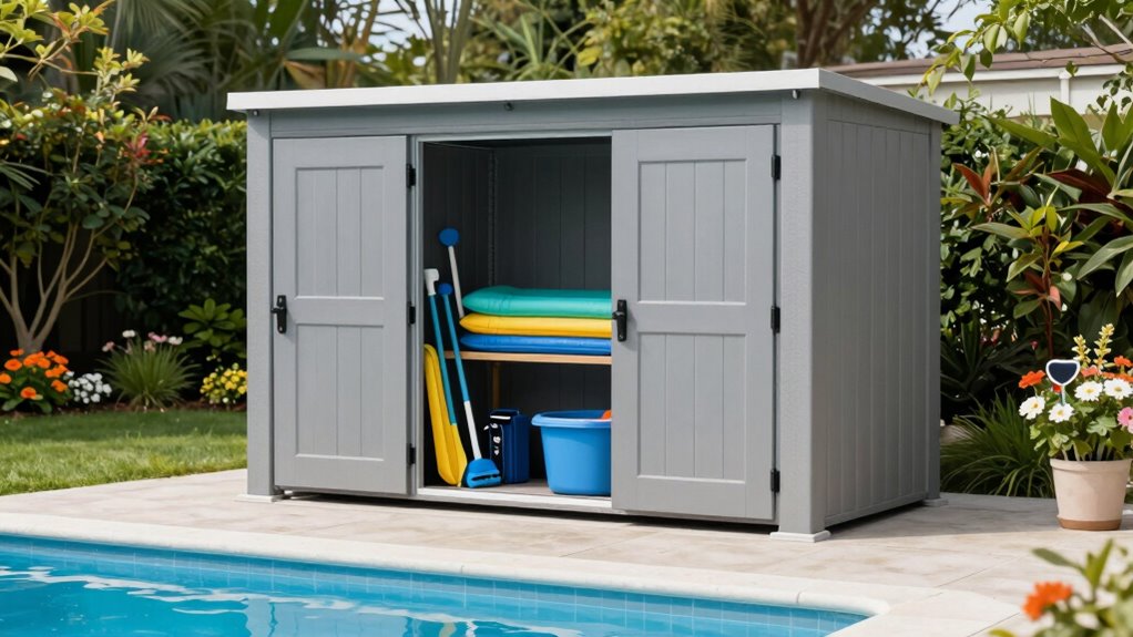 organized pool equipment storage