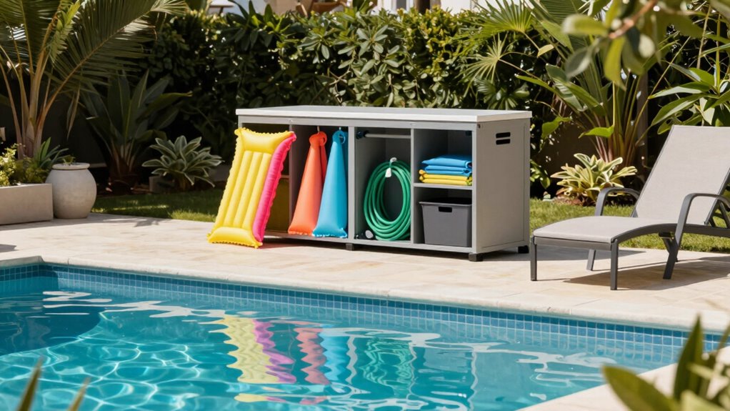 organized pool essentials storage