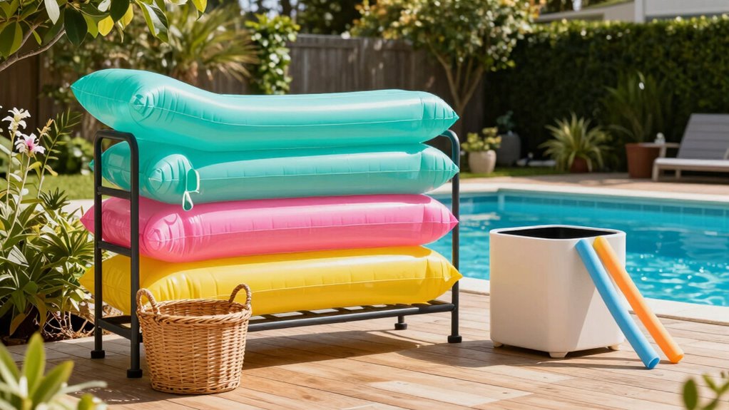 organized pool float storage