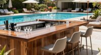 poolside outdoor bar setup