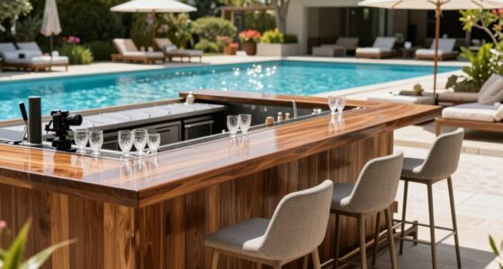 poolside outdoor bar setup