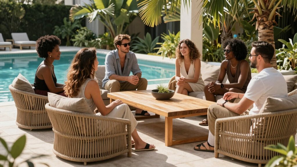 poolside outdoor seating arrangements
