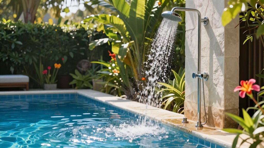 poolside outdoor shower enjoyment
