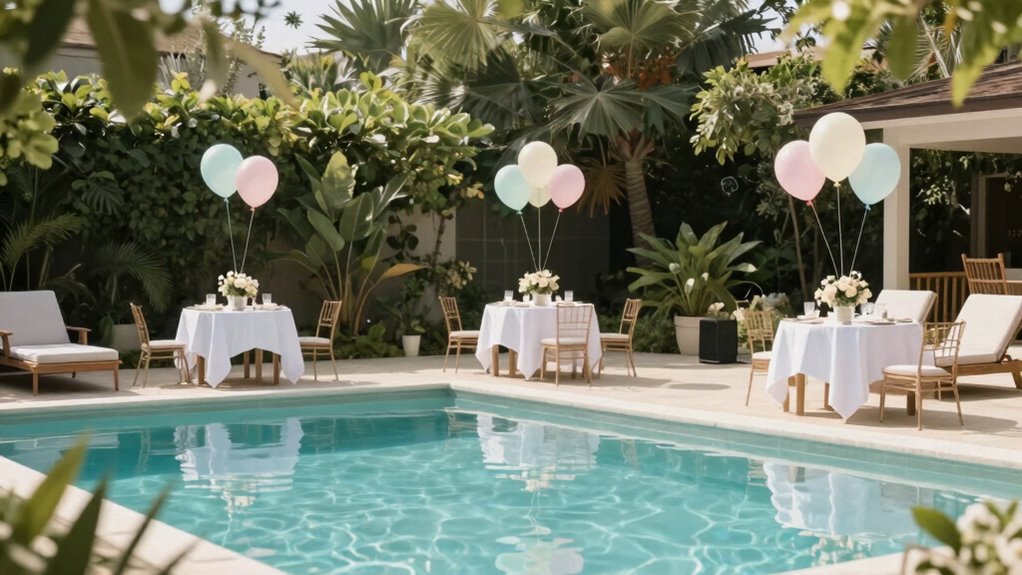 relaxed poolside birthday celebration