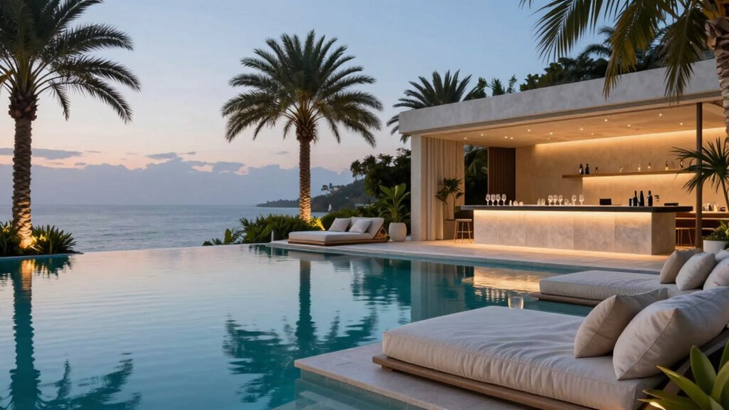 relaxing stylish pool lounge