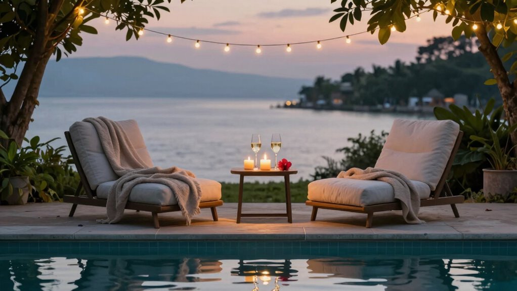 romantic serene poolside retreat
