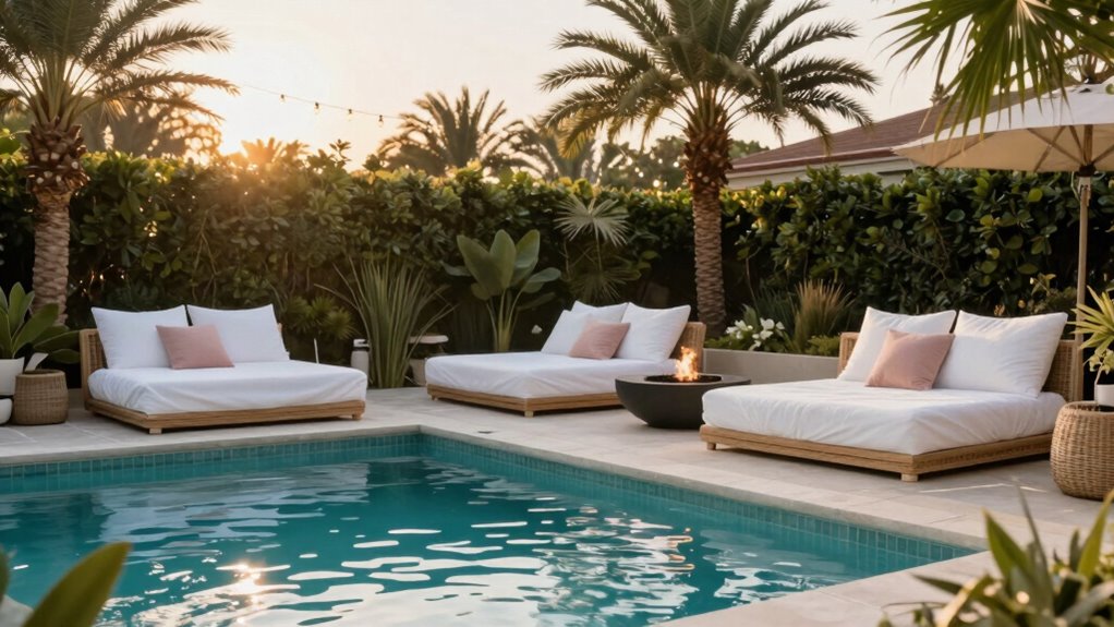 serene poolside lounge design