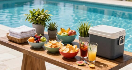 tidy poolside snack setup