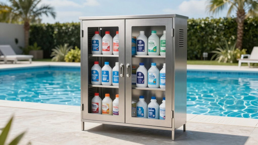 top pool chemical storage cabinets