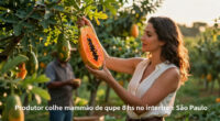 Farmer Harvests Nearly 8 Kg Papaya In São Paulo Countryside