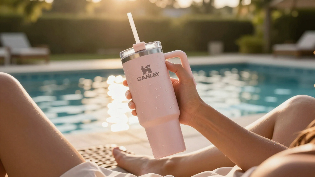 STANLEY IceFlow 2.0 Flip Straw Tumbler, 30 Oz, Rose Quartz | Easy Carry Handle | Twist On Lid And Flip Up Straw | Leak Resistant Water Bottl